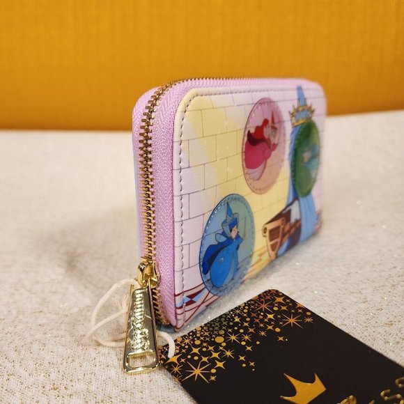 Loungefly Disney Sleeping Beauty Castle 3 Good Fairies Bubble Zip Wallet NEW - Picture 3 of 13